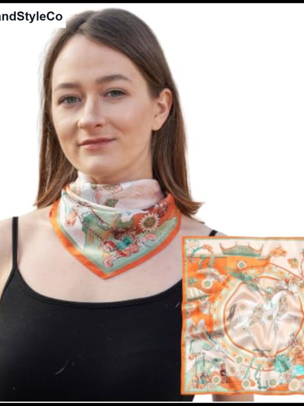 100% Pure Mulberry Silk Scarf 20" Small Square Equestrian Multi-Use